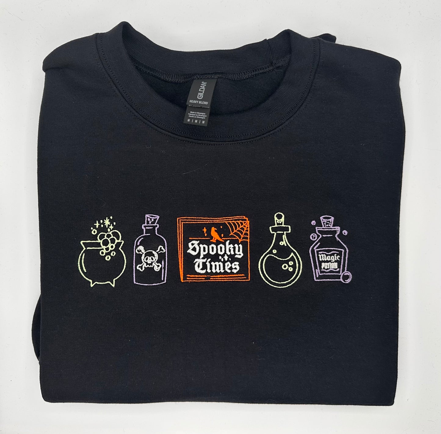 Spooky times embroidered crewneck (glow in the dark thread)