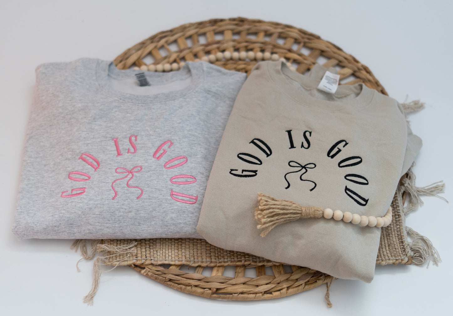 “God is good” embroidered crewneck