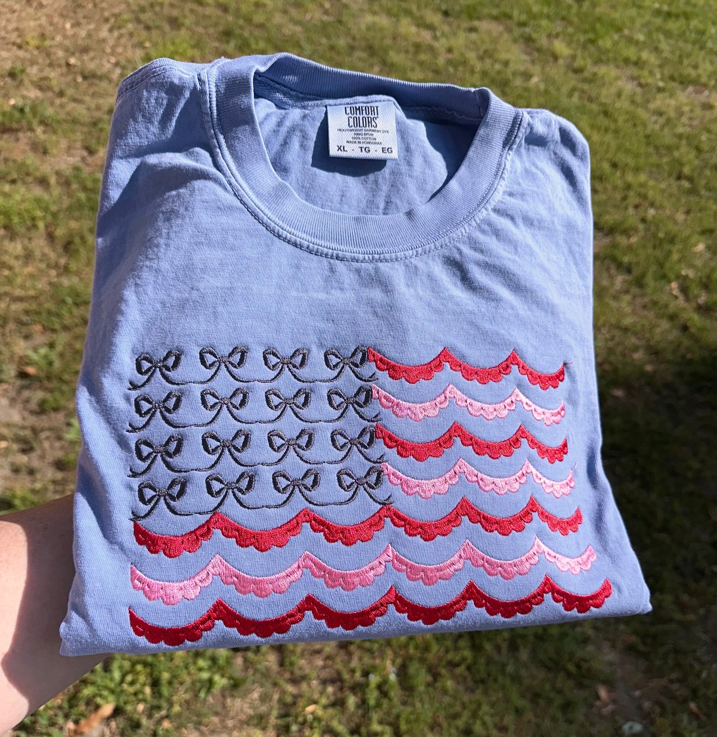 Embroidered flag tshirt