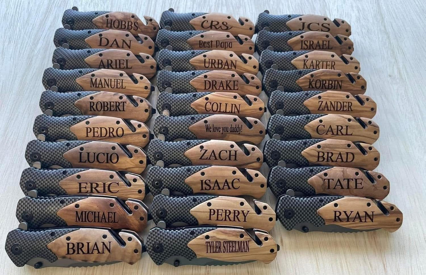 Engraved knives
