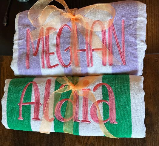 Embroidered Cabana beach towel