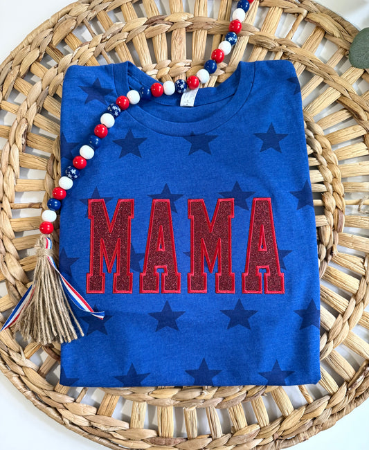 Patriotic Embroidered Mama Tee