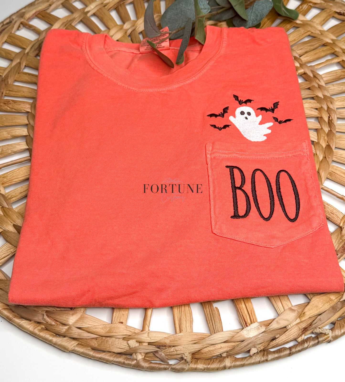 Embroidered BOO Comfort Colors Pocket Tee