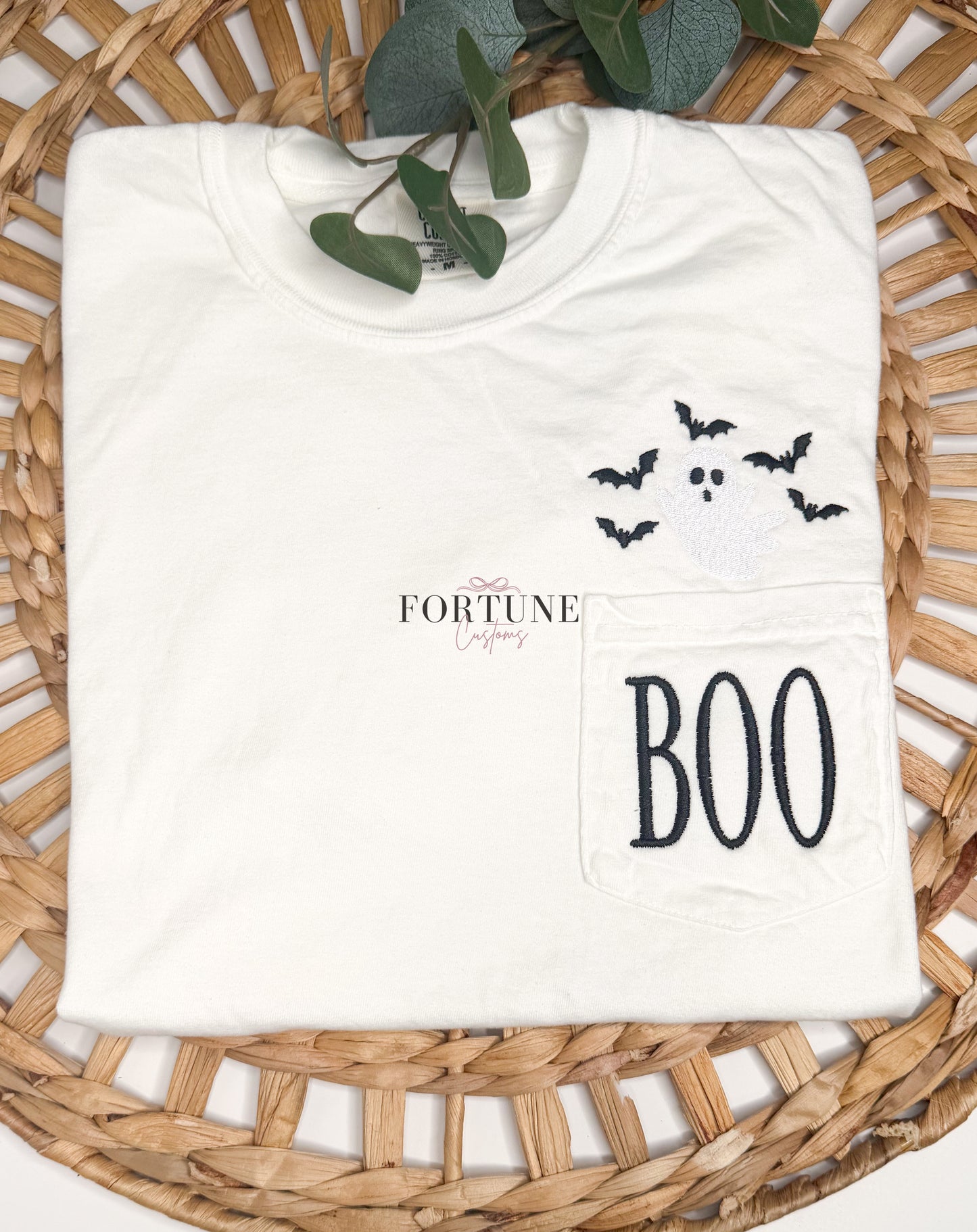 Embroidered BOO Comfort Colors Pocket Tee