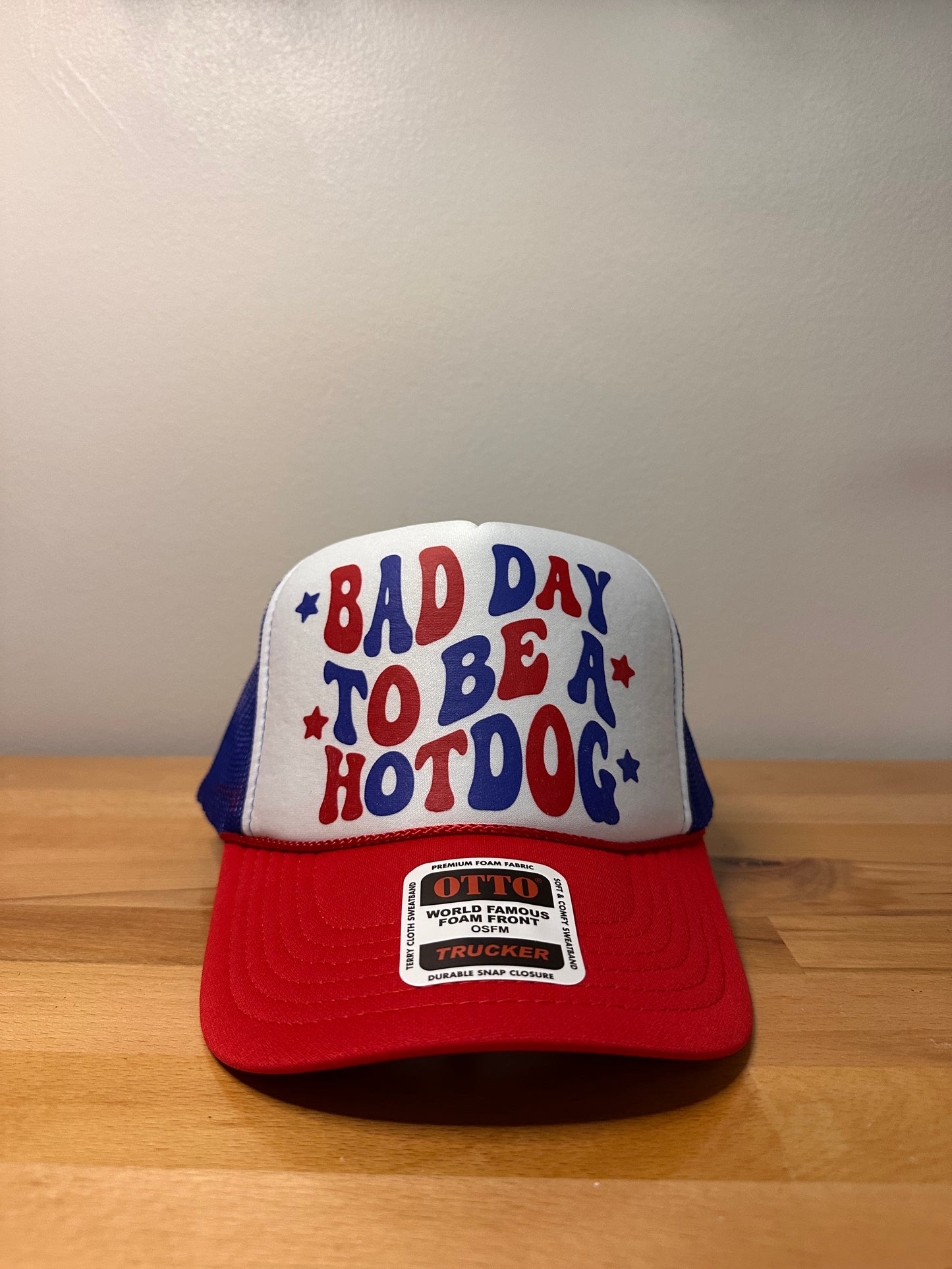 bad day to be a hot dog dtf printed foam trucker hat