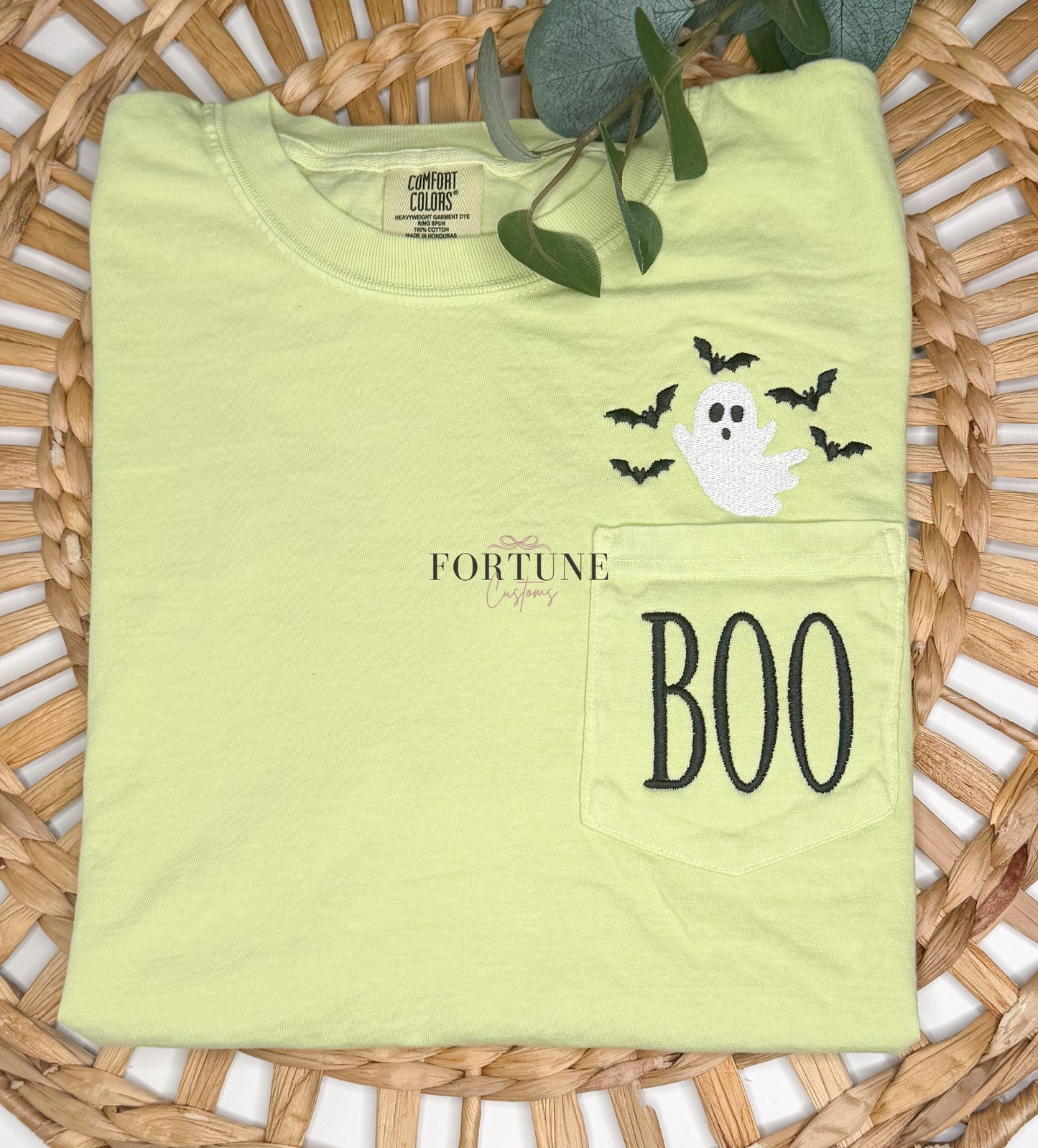 Embroidered BOO Comfort Colors Pocket Tee