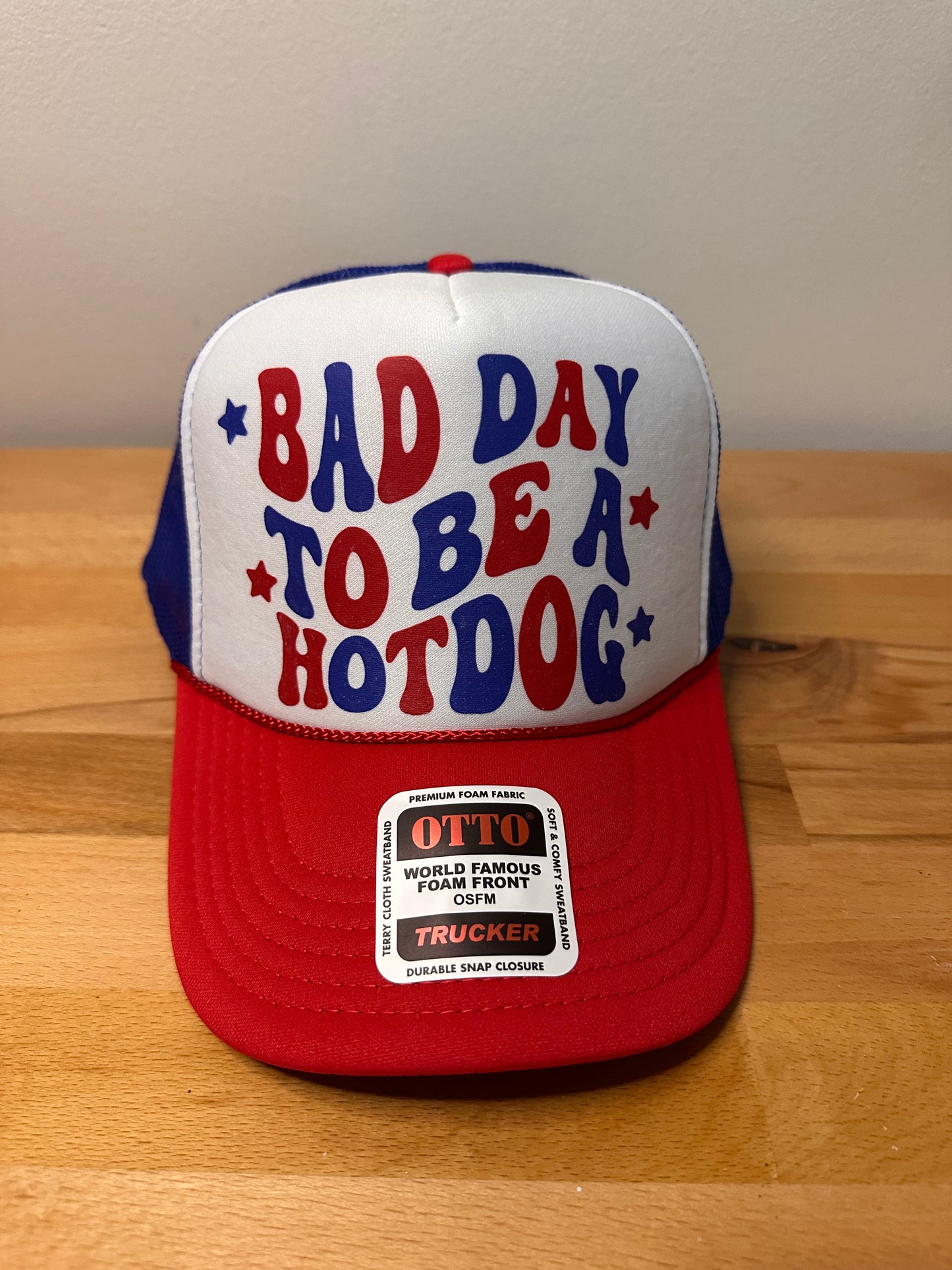 bad day to be a hot dog dtf printed foam trucker hat