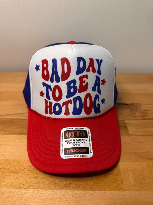 bad day to be a hot dog dtf printed foam trucker hat