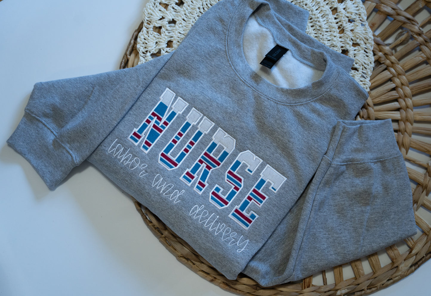 "Baby Blanket" Embroidered Labor and Delivery Nurse Crewneck