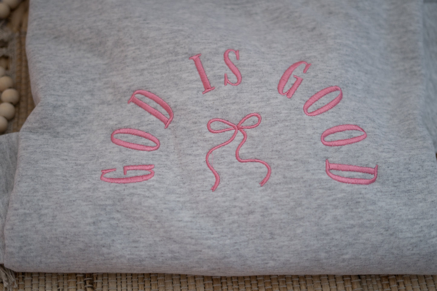 “God is good” embroidered crewneck