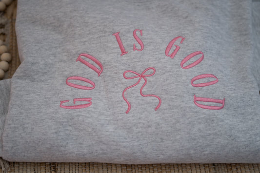 “God is good” embroidered crewneck