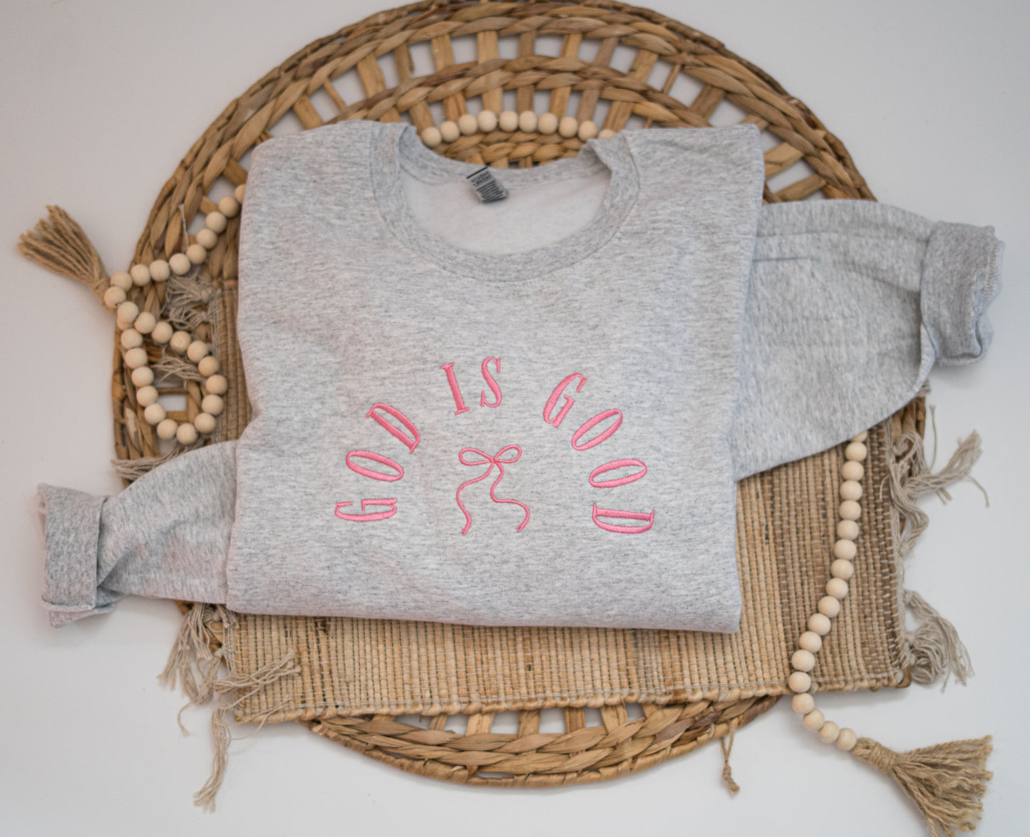 “God is good” embroidered crewneck