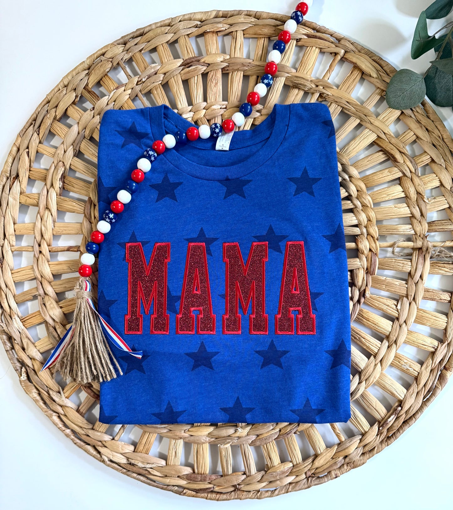 Patriotic Embroidered Mama Tee