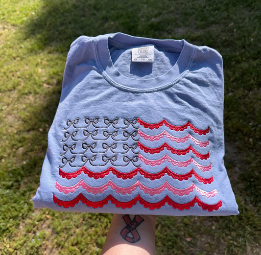 Embroidered flag tshirt