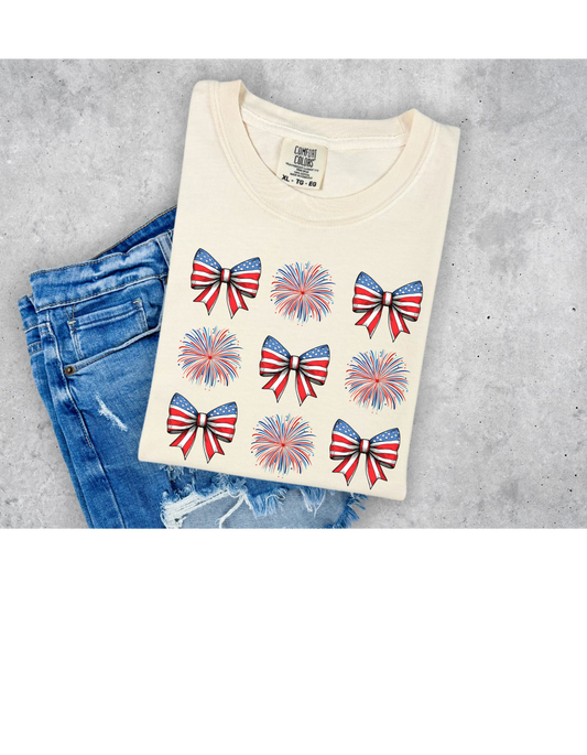 Bows and fireworks t-shirt