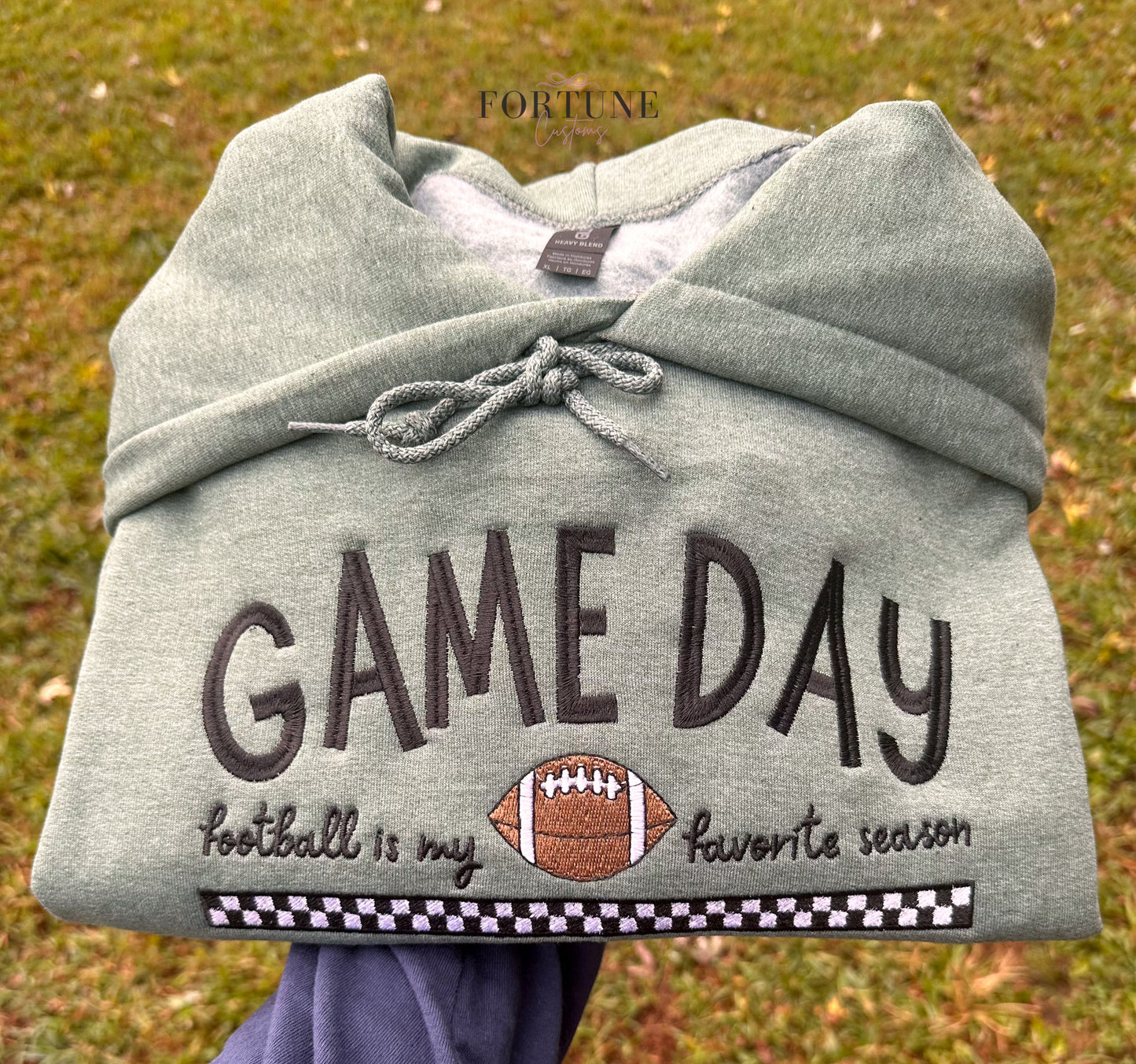 FOOTBALL IS MY FAVORITE SEASON EMBROIDERED HOODED SWEATSHIRT