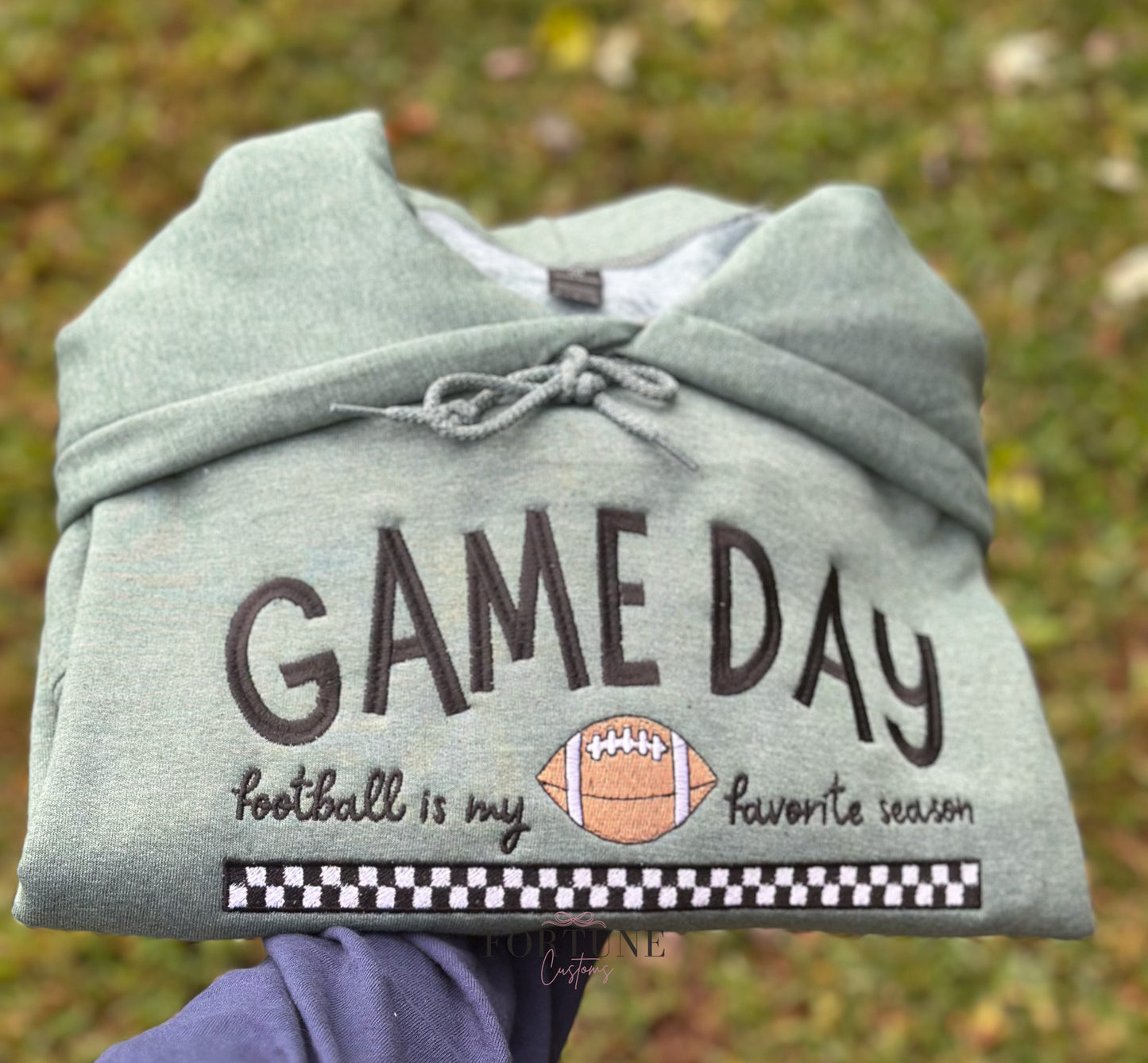 FOOTBALL IS MY FAVORITE SEASON EMBROIDERED HOODED SWEATSHIRT