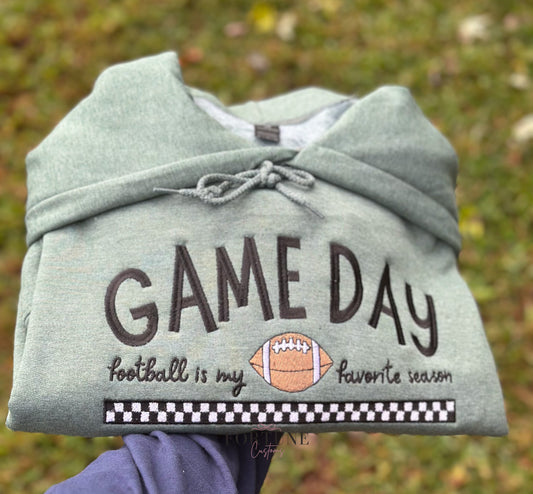 FOOTBALL IS MY FAVORITE SEASON EMBROIDERED HOODED SWEATSHIRT