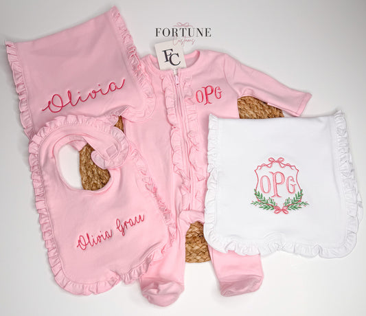 Babygirl embroidered baby bundle