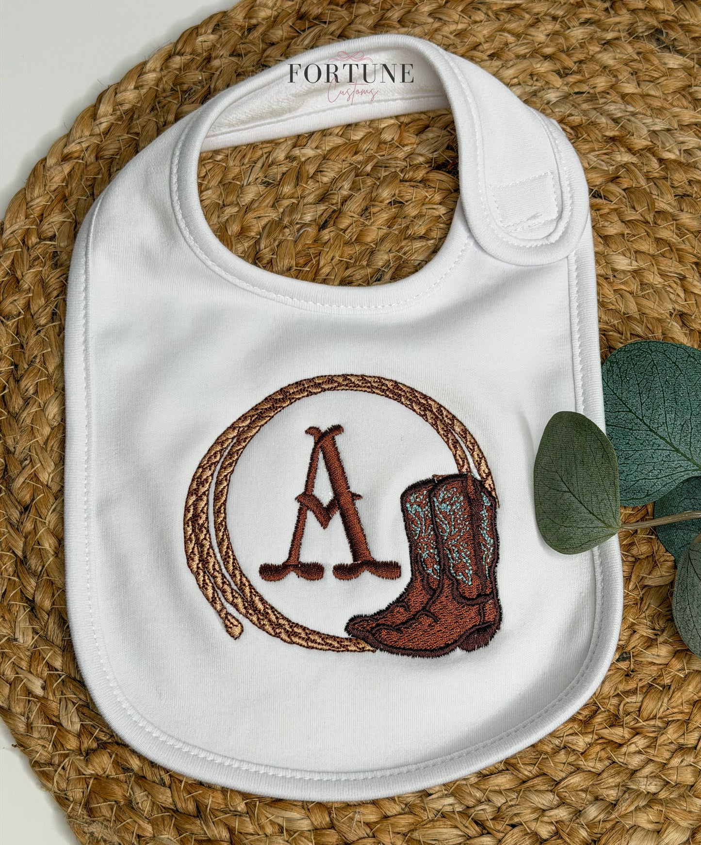Personalized Western themed Heirloom Blanket and bib bundle